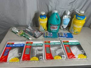 lot 95 image: New Cleaning Chemicals, Cleaning Brushes, Furniture Covers, Mattress Bags, Etc