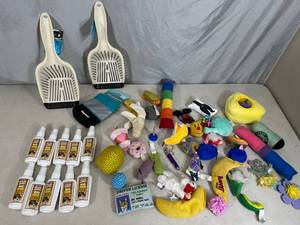 lot 105 image: New Simple Green Pet Cleaning Spray, New Litter Scoops, Pre-Owned Catnip Toys