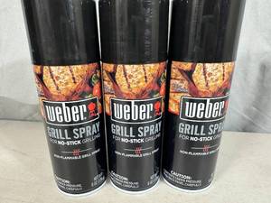 lot 143 image: 3 New Cans of Weber Grill Spray
