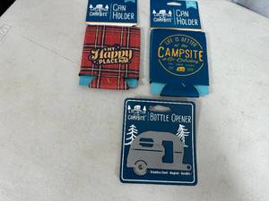 lot 149 image: New Camping Themed Can Coolers and Magnetic Bottle Opener