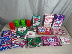lot 163 image: Assorted Candy, Gummi Candy, Andes Mints, Blow Pops, Charms Pops, Cotton Candy, and More