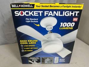 lot 165 image: New Socket Fan Light with Remote