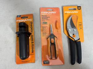 lot 169 image: New Fiskars Pruners, Trimming Shears, KnifeAxe Sharpener