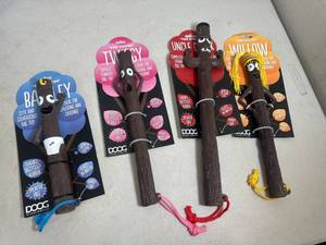 lot 195 image: 4 New The Sticks Hard Rubber Dog Toys