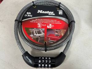 lot 197 image: New 5 ft Masterlock Combo Cable Lock