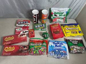 lot 203 image: Assorted Candy, Junior Mints, Smores, Fruit Chews, Chocolate Covered Cherries, and More