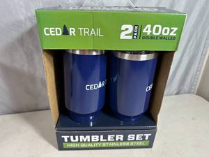 lot 222 image: Set of 2 New 40 oz Stainless Steel Tumblers