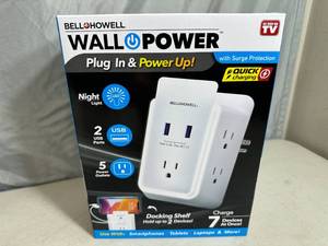 lot 226 image: New Wall Power Station with Fast Charging USB Ports, Nightlight, and More
