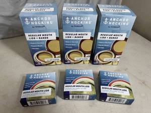 lot 247 image: New Anchor Hocking Regular Mouth Jar Lids and Rings