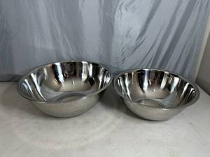 lot 270 image: 2 New Large Bene Casa Stainless Steel Mixing Bowls