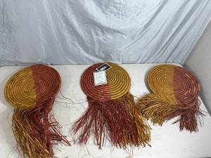lot 328 image: 3 New Handmade Woven Basket  Wall Decor - $90 retail