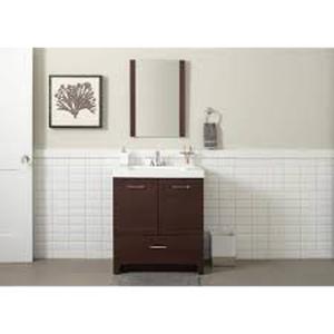 lot 12 image: Glacier Bay Stancliff 31 in. Single Sink Elm Ember Bath Vanity with White Cultured Marble Top (Assembled)  Customer Returns See Pictures