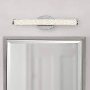 lot 23 image: Home Decorators Collection Sibley 24 in. 1-Light Chrome LED Dimmable Bathroom Vanity Light Bar with Clear Glass and Clear Crystals, Bulb Included  Customer Returns See Pictures