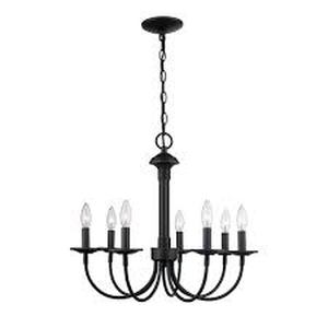 lot 26 image: 7-Light Oil Rubbed Bronze Candle Chandelier Light Fixture  Customer Returns See Pictures