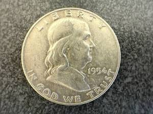 lot 25 image: 1954 Franklin Half Dollar