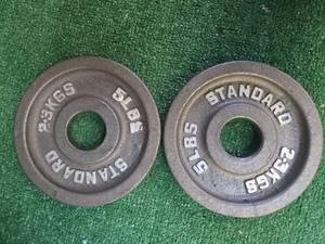lot 52 image: Lots of a pair of 5LB 2-Inch Weight Plates (USED)
