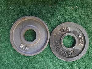 lot 56 image: Lots of a pair of 2.5LB 2-Inch Weight Plates (USED)