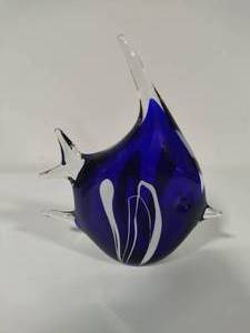 lot 14 image: Cobalt Blue Fish Paperweight