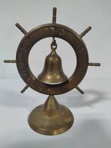 lot 19 image: Nautical Brass Bell & Sailer Wheel