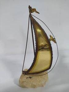 lot 55 image: John Demott MCM Brass Sailboat Sculpture