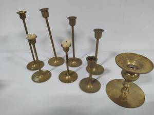 lot 110 image: Leonard & Other Asst Brass Candlesticks