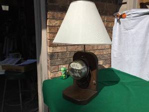 lot 128 image: Steampunk Kilowatt Meter - Electric Lamp