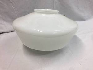 lot 139 image: Vintage Schoolhouse Globe Hanging Light Milk Glass - 16 diam