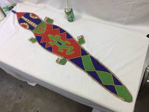 lot 191 image: Early Tribal - Possible Yoruba Africa - Beaded Reptile - 48 Long - Decent