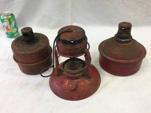 lot 205 image: (3) Roadside Traffic PotsLanterns Including Dietz #40