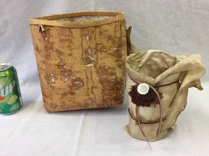 lot 217 image: Artisan Birch Bark & Rawhide Baskets