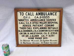 lot 223 image: Vintage To Call Ambulance Sign Board - 22 x 18