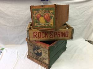 lot 219 image: (3) Wooden Crates Including Rock Spring