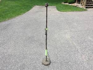 lot 220 image: Antique Iron Twist Floor Lamp with Green Jadeite Accents