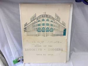 lot 221 image: 1974 Commemorative R.J.F. Poster of Ebbets Field - Stadium