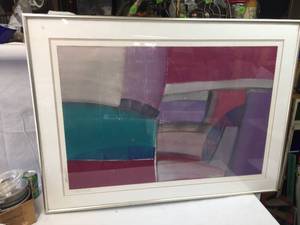 lot 226 image: Large Framed Abstract Picture - Linda Kall - 44 12 x 33 Signed