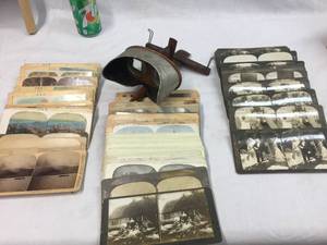 lot 241 image: Antique American Stereoscope with Variety of Photo Cards