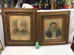 lot 243 image: Antique Framed Portraits of Older Couple