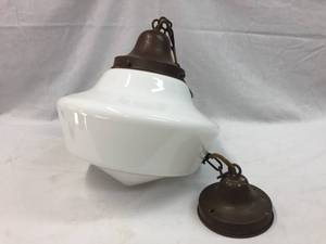 lot 264 image: Vintage Schoolhouse Style Hanging Light Fixture with Shade