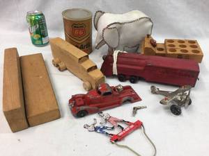 lot 266 image: Vintage Metal & Wood Toys - Trucks