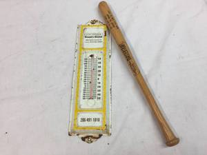 lot 281 image: Vintage Coast to Coast Advertiser Thermometer & 1960 Bat