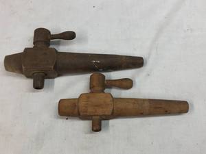 lot 283 image: (2) Vintage Wooden Keg Taps