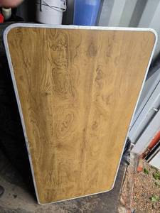 lot 48 image: Folding Table with Wood Grain Top and Metal Frame