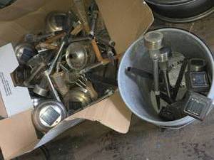 lot 53 image: Box and Pail of Used Solar Garden Lights