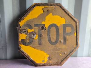 lot 55 image: Vintage Yellow Stop Sign