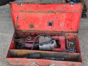 lot 130 image: Vintage Rotary Hammer Drill in Metal Case - needs work