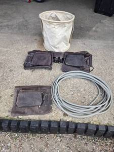 lot 171 image: Canvas Tool Bucket, Tool Belts and Electrical Wire