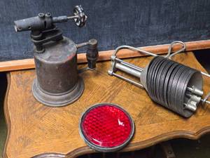 lot 182 image: Antique Blow Torch, Reflector, and Cones