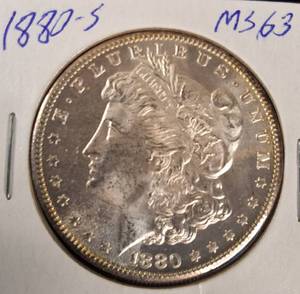 lot 4 image: 1880-S Morgan Silver Dollar  MS 63