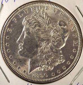 lot 14 image: 1890-P Morgan Silver Dollar MS 63