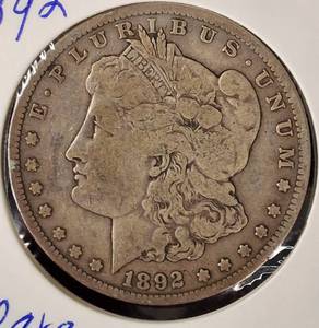 lot 21 image: 1892-S Morgan Silver Dollar -RARE
